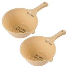 오코로 다용도 손잡이 욕실 바가지 대 + 소 세트, 아이보리, 1세트