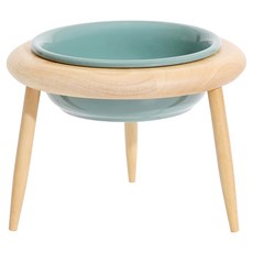 petners 寵物 UFO 陶瓷原木食碗 小型, 薄荷色, 1個