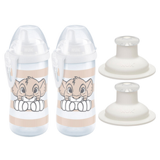 누크 키디 스파우트컵 하드스파우트 + 스포츠캡 세트, 300ml, 2세트, 라이온킹