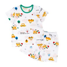 Maykids 男童透氣蠟筆小汽車五分變色上下衣套裝