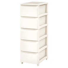 ROOM&HOME DIY 34面寬五層抽屜收納櫃 木質天板, 寬34 x 深42.5 x 高106cm + 天板(寬28 x 深36 x 高0.6cm), 象牙白