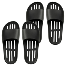 Janny BEAR 高級EVA柔軟平底排水浴室拖鞋, 2個, 熊熊黑