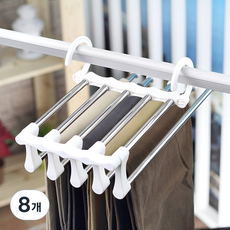 솔브리빙 다용도 스텐 5단 접이식 바지걸이, 화이트