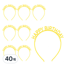 파티쇼 PVC 생일 머리띠, 옐로우, 40개