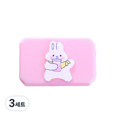 귀여운 캐릭터 아크릴 휴대용 컴팩트 렌즈통 케이스 세트, 08, 3세트