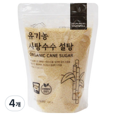 오가웰 유기농 사탕수수 원당 설탕, 1kg, 4개