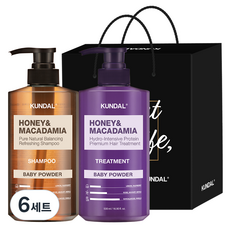 쿤달 2구 샴푸 + 트리트먼트 선물 B세트 베이비파우더 블랙 + 쇼핑백, 6세트