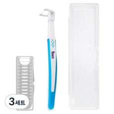 purplegorilla 新奇牙刷型握柄牙線 藍色 + 14入補充包 + 攜帶盒套組, 3套, 153mm