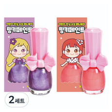 아임핑키 핑키페인트 어린이 매니큐어 9ml x 2종 세트, 샤이니퍼플, 네온오렌지, 2세트