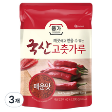 대상 종가 고춧가루 매운맛, 3개, 200g