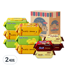 베베숲 유아물티슈 해태 에디션 캡형 70매 x 6팩 + 휴대 20매 x 4팩 랜덤발송 세트, 75g, 2세트