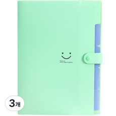 스마일리 아코디언파일 5칸 A4, 그린, 3개