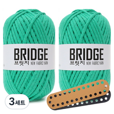 니뜨 브릿지 실 80g x 2p + 미니 타원형 인조가죽 가방바닥 중 세트, 223 민트그린(실), 랜덤발송(가방바닥), 3세트