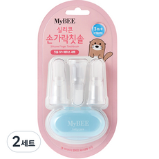 MyBEE 矽膠指套牙刷 3入+收納盒組, 2組, 混色