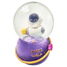 夢幻太空人飄雪音樂水晶球夜燈 宇航員系列 玻璃球體 樹脂底座, 夢幻紫