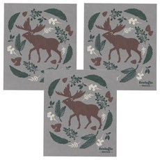 danica STUDIO Ecologie 瑞典環保抹布 森林駝鹿, 70%植物纖維素 30%棉, 20x17x0.1cm, 20 x 17 x 0.1 cm, 3個