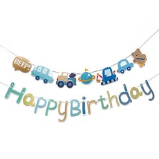 生日拉旗 Happy Birthday 生日派對裝飾, 1組, 汽車小熊