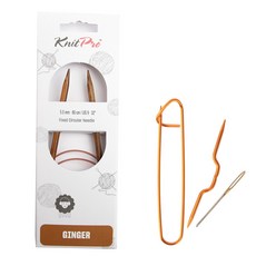KnitPro 木質輪針 80cm*5.5mm+防解別針+麻花針+毛線縫針, 1套, 木頭，隨機發貨（消光針）