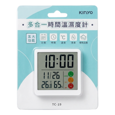 Kinyo 多合一時間溫濕度計, 白色, 1個