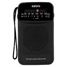 Kinyo AM/FM雙波段收音機 68 x 28 x 118mm 135g, RA-5511, 黑色