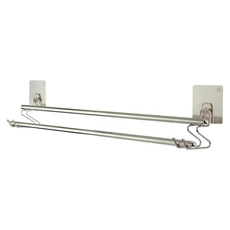 家而適 台灣製304不鏽鋼 浴室收納浴巾架 雙桿版, 星辰銀, 1個