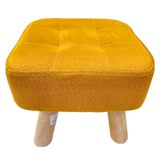 Mega 加厚坐感實木小矮凳 亞麻布+實木 30x30x26公分, 亮黃色, 1個