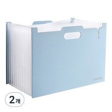 투코비 투명 인덱스 13분류 아코디언 폴더, 블루, 2개
