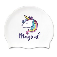 矽膠無皺紋獨角獸泳帽, 白色的