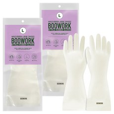 BOOWORK 耐用丁腈橡膠手套, 白色, 大(L), 2個
