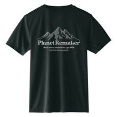 planet re:maker 中性款山脈印花短袖T恤, 黑色