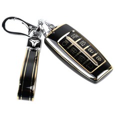 MD global Genesis 8鍵鑰匙殼 + 鑰匙圈 鑰匙扣, 單一商品, 黑色