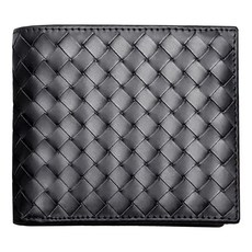 La Chic 牛皮編織壓紋主力經典短夾