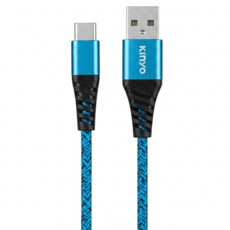 KINYO USB A-Type-C SR強化USB充電傳輸線 23g, 1m, 藍色 + 黑色, 1盒