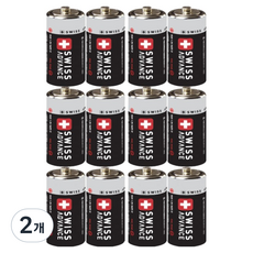 스위스어드밴스 망간 D형 건전지 R20, 12개입, 2개