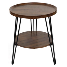 FAmILyLIFE 生活 木冶山居 Carmel鍛鑄雙層圓形茶几 50 x 60cm 4.7kg, 胡桃木