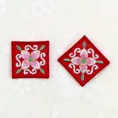 Kohas iD 方形韓服刺繡裝飾布, 紅色的, 6個