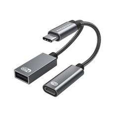 BARABOGO USB C 型 OTG PD 60W 高速充電雙用轉接頭 TA2Q, 灰色, 13cm