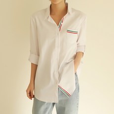 BBAEBBAE 女款飾帶撞色翻領襯衫