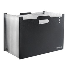 투코비 투명 인덱스 13분류 아코디언 폴더, 블랙, 1개