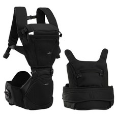 i-angel All-in-One Dr.Dial旋鈕式可折疊透氣腰凳嬰兒背帶, 黑色
