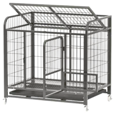 方管加粗室內寵物狗籠 全管置物架款, 黑色, 1個