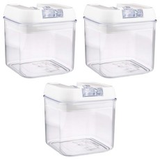 PEARL LIFE 珍珠金屬 矩形槓桿式鎖蓋系統儲物盒, 透明色 + 白色, 3個