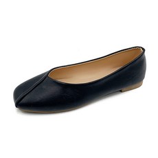 라블 네츄럴 스퀘어토 주름 플랫슈즈