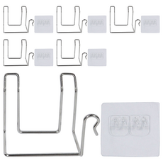 Living Home Detail 免打孔 不鏽鋼 黏貼式 吹風機掛架, 銀, 6個