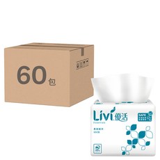 LIVI 優活 Essentials 柔拭紙巾, 雙層, 300抽, 60包