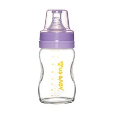 US baby 優生 真母感玻璃奶瓶, α33安心係數, 實驗室等級超耐熱玻璃, 冷熱急變溫差達150°C, 顏色隨機, 240ml, 1個