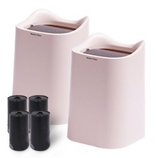 搖蓋式拼色桌上型垃圾桶 2入+垃圾袋 30入, 粉色的, 1套