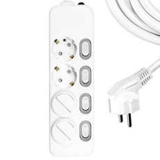 써지오 개별 스위치 멀티탭 4구 DH-1648-MT + 안전커버 2p, 10m, 혼합색상, 1개