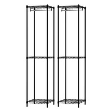 KI WISH 居家生活 三層衣櫥架 無布套 + 吊衣桿 40cm 2支 台灣製, 黑色