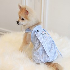 petit dog 兔子格紋連身衣 DA015, 藍色